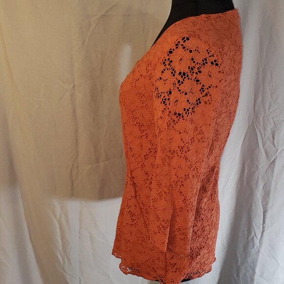Jennie & Marlis Women's Petite Coral Lace Top, Size PM - Picture 2 of 5